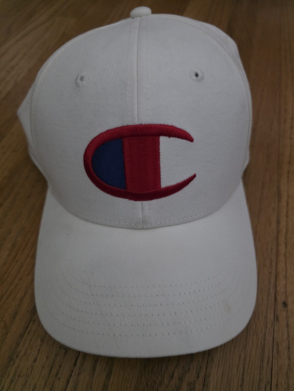 Champion White Cap with Red & Blue Embroidered C Logo